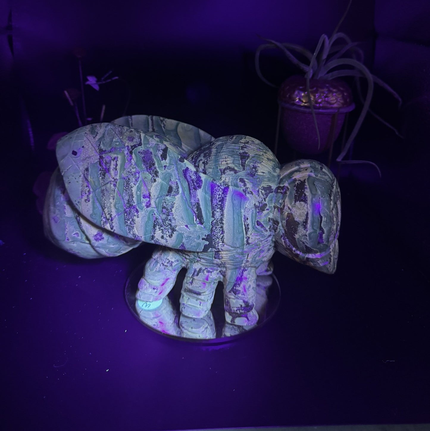 Baltic Amber Bee Carving – UV Reactive Statement Piece