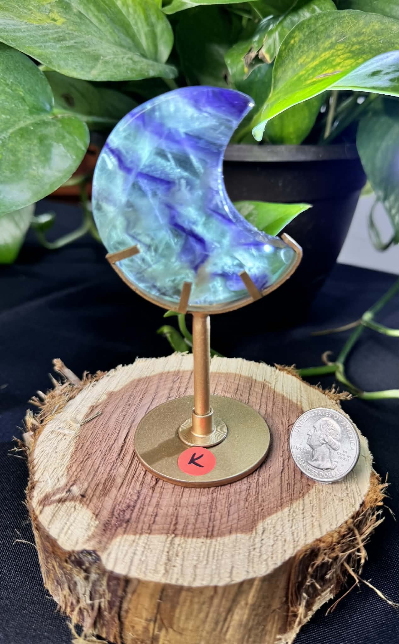 Fluorite Moon on Display Stand