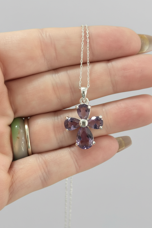 Amethyst Cross Pendant - Cleaned Up