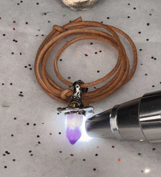 Amethyst Dagger Pendant with Witch Hat Detail