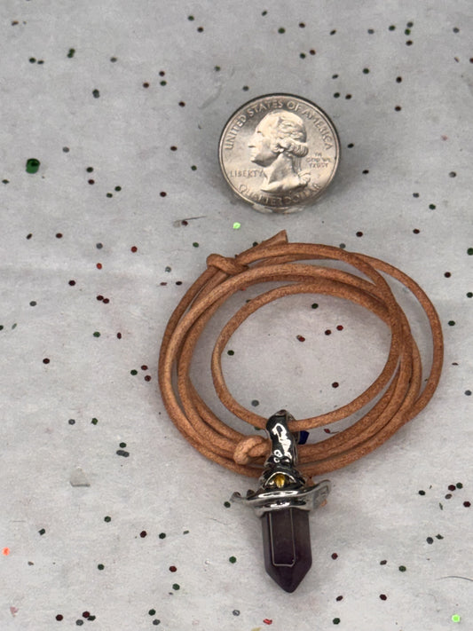 Amethyst Dagger Pendant with Witch Hat Detail