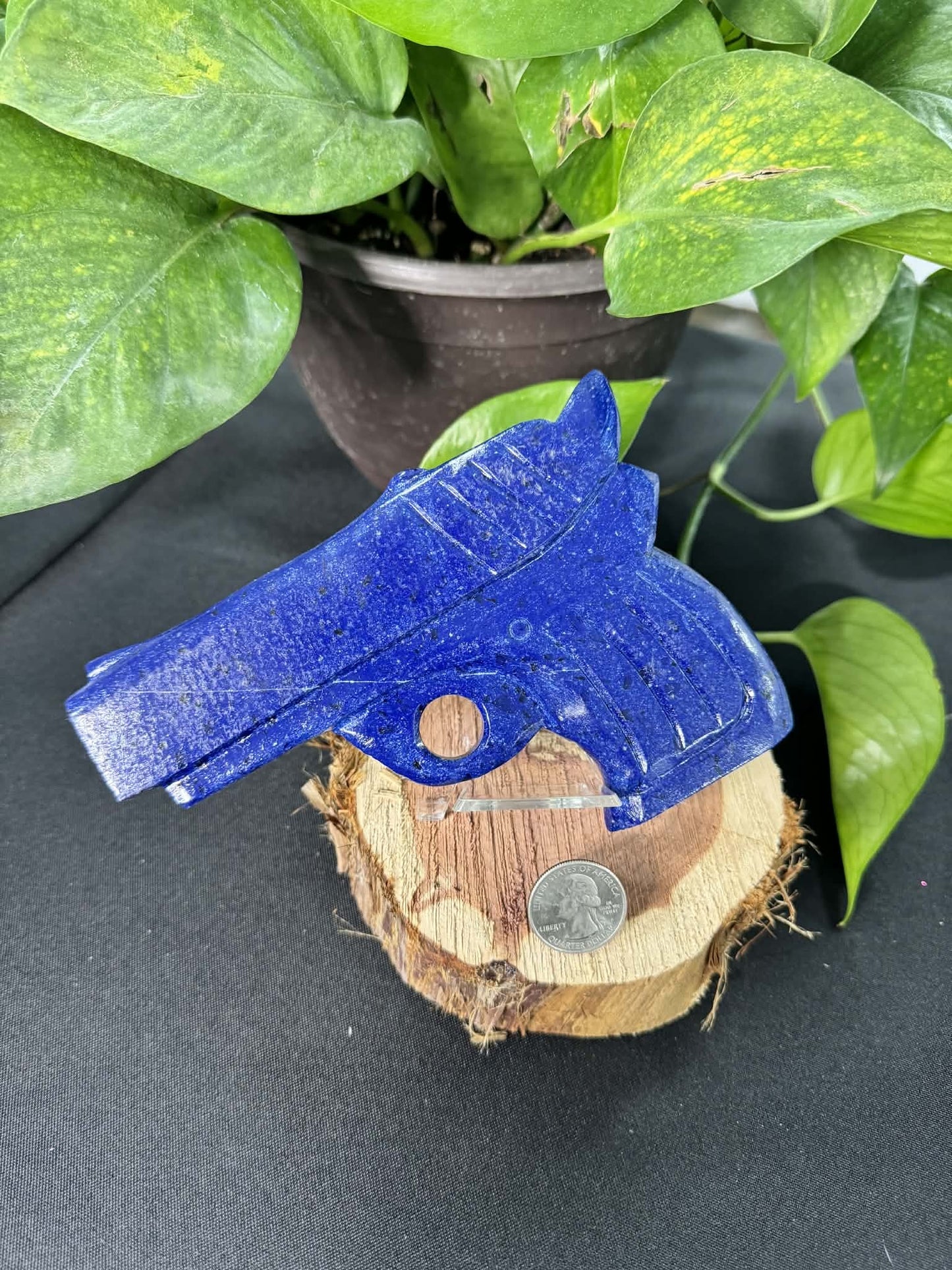 Carved Stone Pistol Sculpture