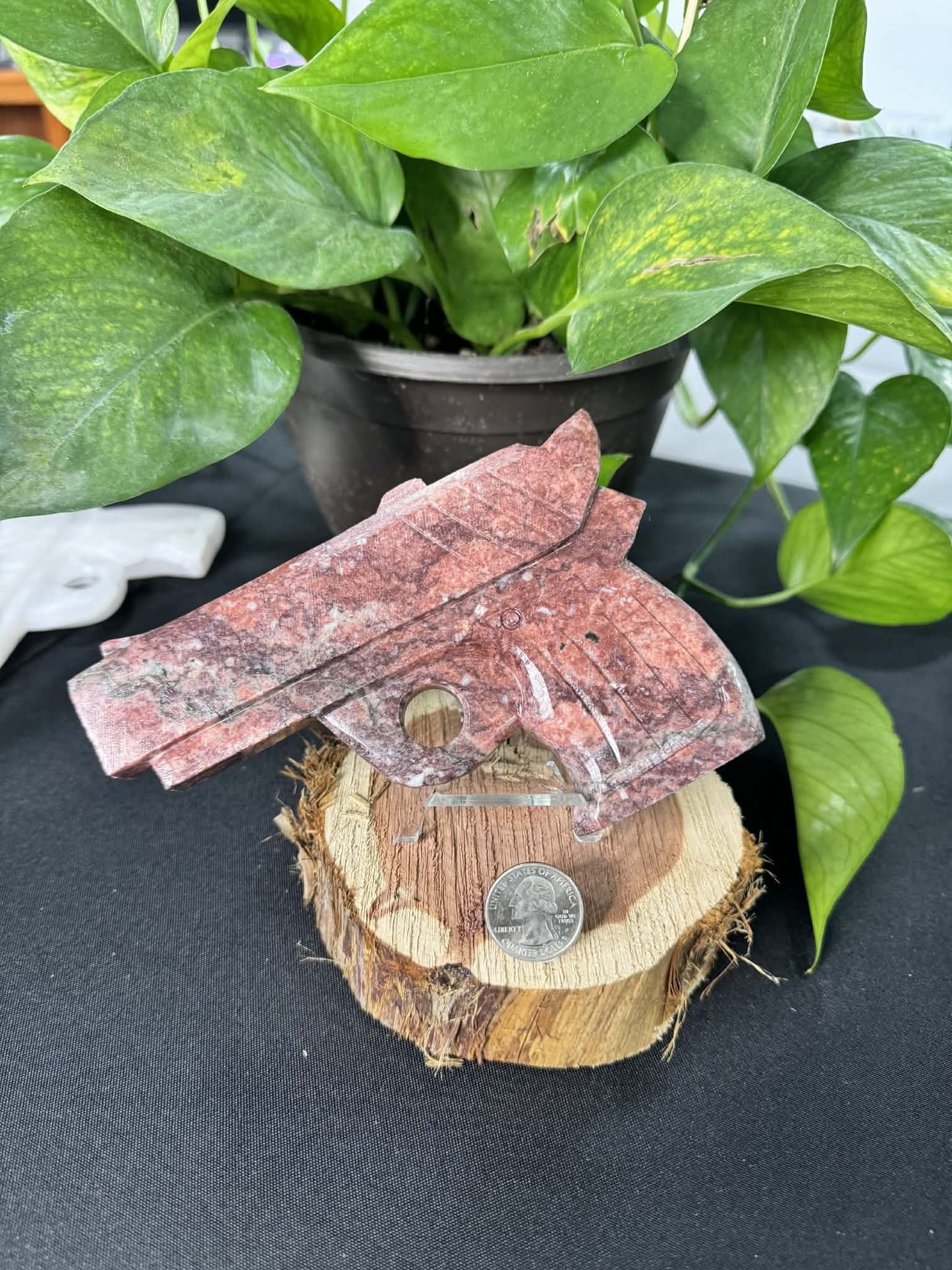 Carved Stone Pistol Sculpture
